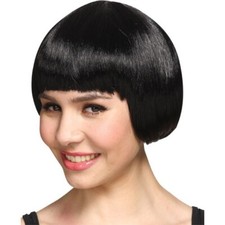 Parrucca Di Carnevale Nera Caschetto Per Travestimento Costume Vestito Donna