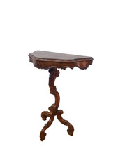 Console mezzaluna in noce