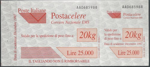 1997 italia postacelere - italia,