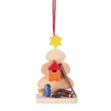 Natale Albero di Con Casetta per Uccelli Natura 3,6x5,7x2cm Nuovo Pendenti