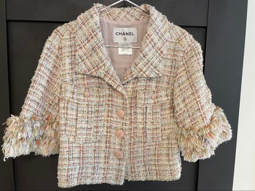 Blazer chanel donna rosa tweed - blazer,