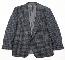 Giorgio Armani Blazer Cappotto Sportivo Uomo 42 Nero Geometrico Lana Italia Vintage