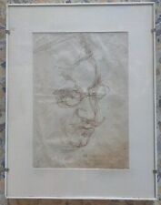 Disegno Ritratto Di Lorenzo Viani Con Dedica di Krimer Per Mario Puccini 