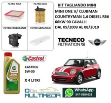 KIT TAGLIANDO E OLIO CASTROL 5W30 MINI ONE II 1.6 DIESEL R56 66KW 90 CAVALLI