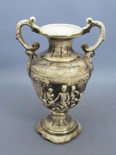 Vaso ceramica putti rilievo e paesaggio due manici soprammobile vintage anni ‘60