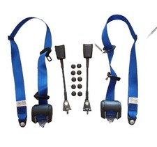 KIT CINTURE SICUREZZA OMOLOGATE  CON ARROTOLAT. BLU  X  FIAT 500/ auto d EPOCA 