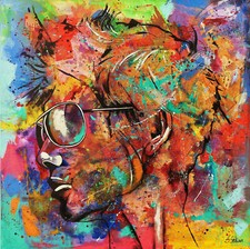 STAMPA ARTISTICA ARTISTA 120 cm x 120 cm quadro astratto moderno XXL quadri-ARTE ESCLUSIVA