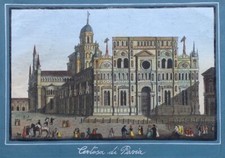 Stampa Antica Veduta Certosa Pavia Zecchi 1833