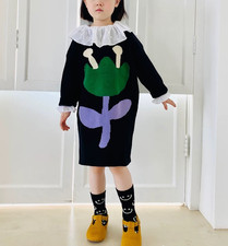 Imakokoni set vestito maglione pullover maglia spessa tulipano bambina inverno 6T