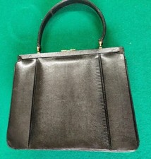 Borsa da donna in vera pelle di rettile con manico e scomparti, stile anni 70
