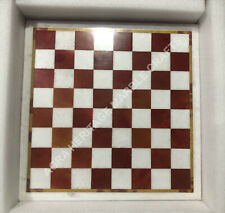 Scacchiera in marmo bianco 18" fatta a mano amanti degli scacchi regalo unico decorazioni interni