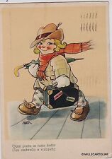 # VELLANI MARCHI: BAMBINA IN PARTENZA..CON OMBRELLO E VALIGETTA n. 1007   1942