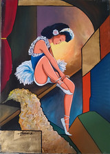 ANGELO MANINI (XX secolo) Tecnica mista su tela "Ballerina"