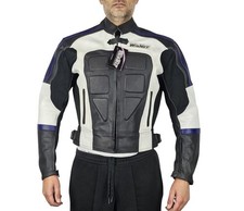 Giacca giubbotto motoclistico Moto pelle blu con protezioni Omologate C.E. CE