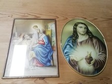 2 immagini sacre, anni - 50, la sacra famiglia, Gesù con cuore