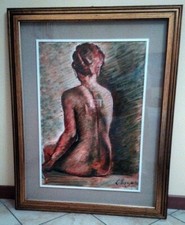 QUADRO  DONNA NUDA SEDUTA OLIO