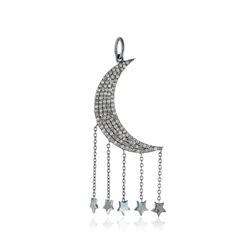 Pendente mezzaluna con pave - a,
