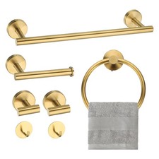 Set Ferramenta Bagno, Anello Rotondo Appendiabiti Ganci Portasciugamani Porta Carta, Oro