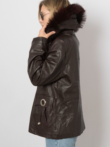 Giacca pelle con cappuccio - , e