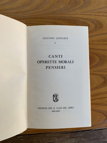 Canti operette morali - canti,,
