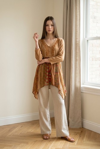 Top tunica patchwork - , ricamato