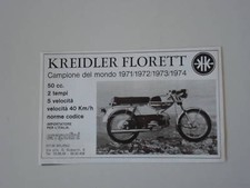 advertising Pubblicità 1975 MOTO KREIDLER FLORETT 50