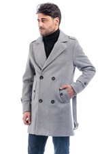 Cappotto Doppiopetto Uomo Trench Lungo Invernale Giubbotto Casual Giacca VEQUE