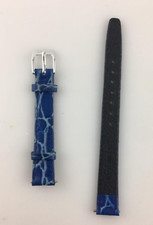 Cinturino Orologio Lanco 12 mm Pelle Blu Donna Fibbia Originale Color Argento