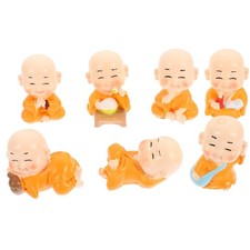  7 pezzi Little Monk Statue Cinese Stile Scultura Decorazione adorabile Buddha