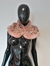 Collo Coprispalle Scialle in Vera Peliccia Lapin Orylag, Rosa, Nuovo