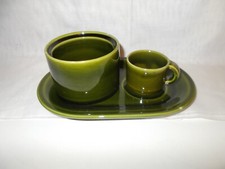 LOTTO 3 pezzi verdi VASSOIO TAZZINA CAFFE ZUCCHERIERA CERAMICA GALVANI PORDENONE