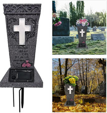 Vaso cimitero solare con lampada croce led portafiori commemorativo con testa a spillo