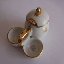 Servizio Condimento Sale Pepe Senape IN Ceramica Porcellana Art Nouveau N4578