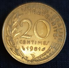 20 Centimes 1981 Repubblica Francese - 20 Centimes 1981  Republique Francaise