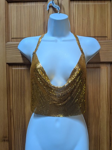 Gold chainmail halter - top, one