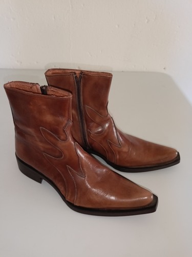 Stivaletti cowboy pelle fiamme - stivaletti,