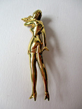 Airoldi argento 925 dorato spilla vintage ragazza con la minigonna g 8,5