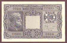 ITALY  10 Lire 1944    UNC