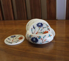 Set sottobicchieri in marmo 4"x4" con 6 sottobicchieri fatti a mano lapislazzuli intarsio arte floreale