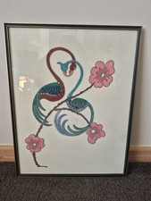 Quadro 2 uccellini ricamati