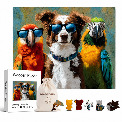 Cool canine puzzle in legno - -,