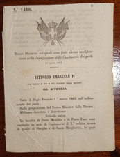 17448-VITTORIO EMANUELE II, R.DECRETO 1416: MODIFICHE DELLE CAPITANERIE DI PORTO