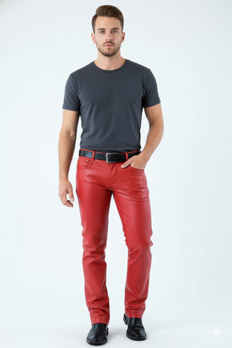 Pantalone pelle slim fit 100%