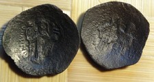 LOTTO DI 2, monete, antiche, bizantine, pulite, AE, Billon, Aspron Trachy, 10...