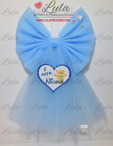 Fiocco nascita tulle - fiocco, +
