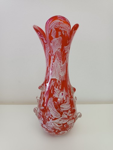 Vaso vetro murano rosso - vaso,