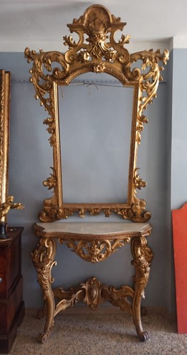 Consolle con specchiera legno
