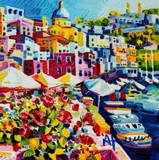 Un istante di bellezza a Procida Athos Faccincani Opera SERIGRAFIA Paesaggio EdL