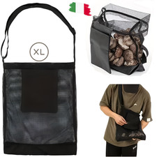 Borsa Sacca XL Per Raccolta Funghi Castagne Rete Traforata Pieghevole Tracolla