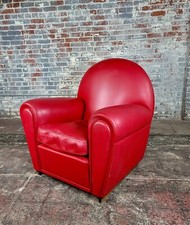 Poltrona Frau - Sedia Club Art Decò Vanity Fair in pelle rossa